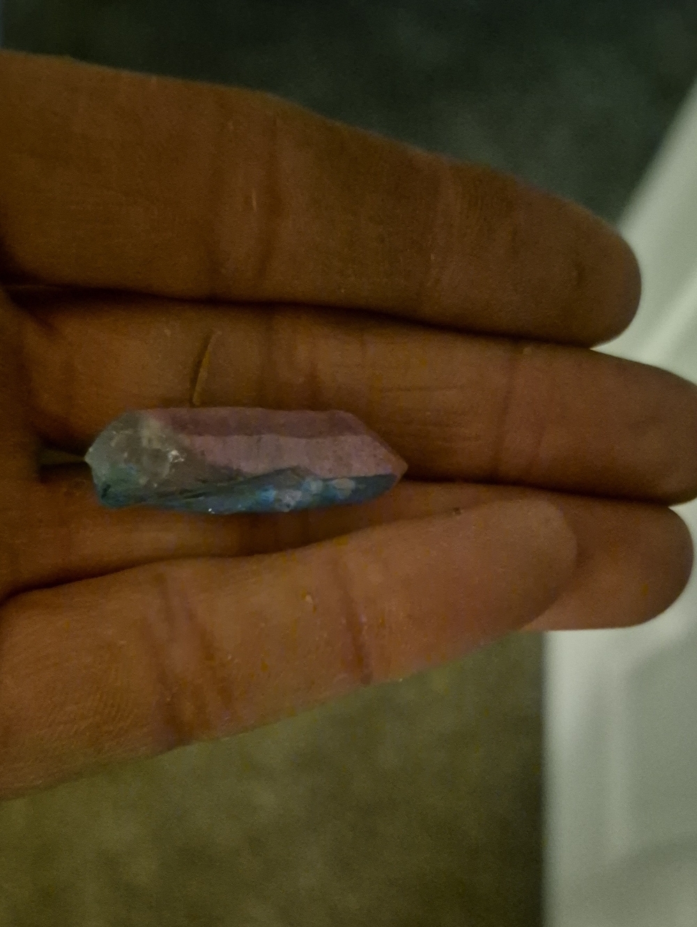 Handheld Pink-Blue Aura Quartz Crystal Pendant - Women Jewelry